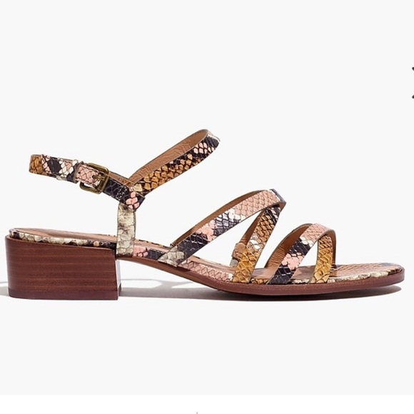 Madewell Lori Stappy Multi Color Snakeskin Leather Low Heel Sandal NWT - Picture 3 of 14